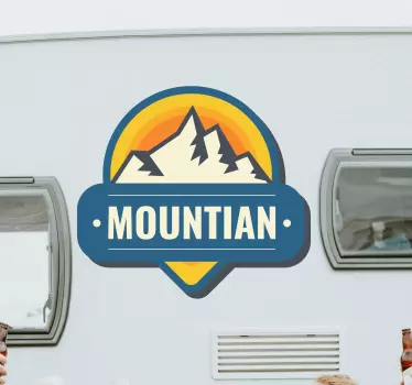 Motorhome sticker which features an awesome image of a mountain range with the word 'mountain' underneath it. Choose your size.