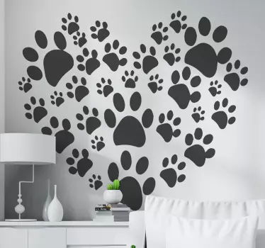 Paw print love heart cat sticker. Lovely design of pet footprints in heart shape, the colour is customizable and it is easy to apply.