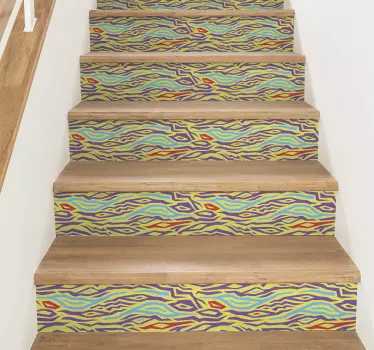 Beautify your stair case with our self adhesive decorative colorful zebra animal print decal for stairs.  It is original, easy to apply and removable.