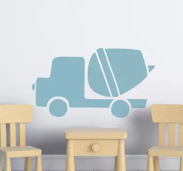 Simple and lovely illustrative mixer truck toy decal for kids room. The colour is customizable, original, durable and it is easy to apply.