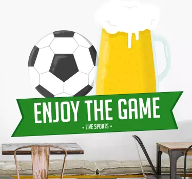A great wall decal, perfect to decorate and invite the general public to enjoy a game of football with a glass of beer as illustrated in the design.