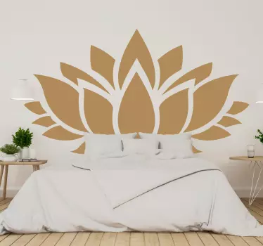 Flower wall decal which features an image of a lotus flower with leaves underneath. Discounts available. High quality materials.