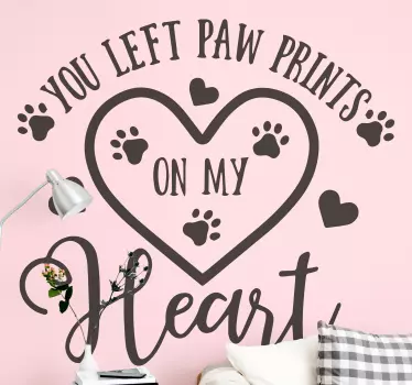 Customisable paw print decal for walls. Customisable design with topography at different heights and little paws and hearts.