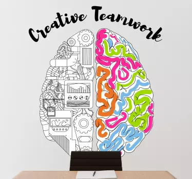 Wall sticker with two sided brain. This decoration presents two sides of a brain: one responding to logical and the other-to artistic abilities.