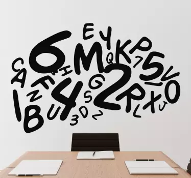 Brain sticker which features a mix of numbers and letters in various sizes in the shape of a brain. +10,000 satisfied customers.