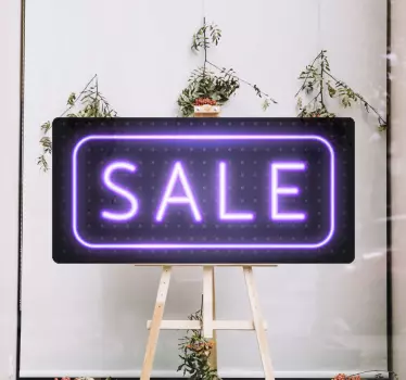 A purple sale sticker with lights up to decorate your window sticker in a modern way and attract everybody's attention to enter your store.