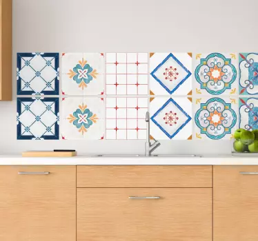 Original cement tiles wall sticker with different designs to decorate your kitchen or any other space without much effort.