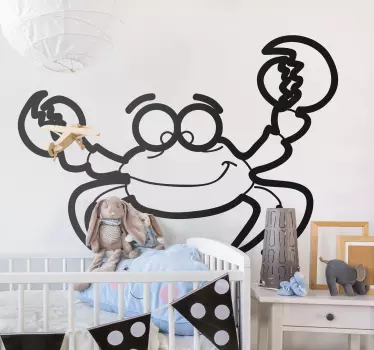 Kids Wall Stickers-Fun and playful illustration of a crab. Cheerful design ideal for decorating areas for children.