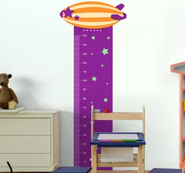 Meter height chart wall sticker for children room. The vertical chart is created in purple colour with a good display of it meter calibration upward.