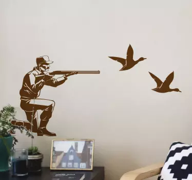 Enhance the look of any space with a unique look with this modern hunting wallpaper, Two birds in a hunter shoot line illustrated.