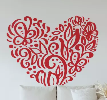 Pretty ornamental love heat vinyl decal from our collection of beautiful love decals. This design comprise of various leaves patterned in style.