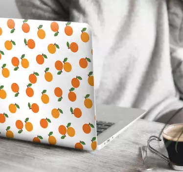 Cute decorative laptop decal with design of oranges to wrap any laptop back surface. Very easy to apply  and removable with ease.