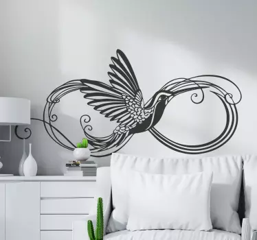 Beautiful decorative wall decal of hummingbird silhouette. If you like wild birds and especially hummingbirds this is majestic birds.