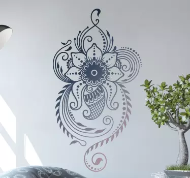 Buddhist lotus flower wall sticker for business space, home decoration, etc. It is made with quality vinyl, self adhesive and can be removed.