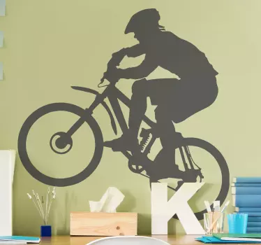 BMX silhouette motorbike sticker. Nice decoration for teenager's bedroom, children, etc. The colour is customizable, easy to apply and durable.
