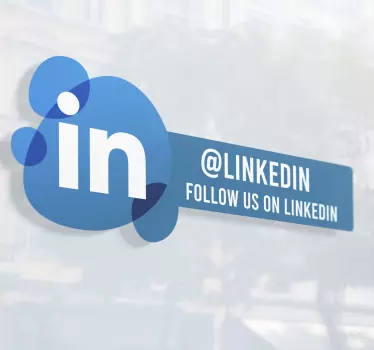 Follow me Linkedin window decal, a design to place on a front business space to notify customers about your presence on linked.