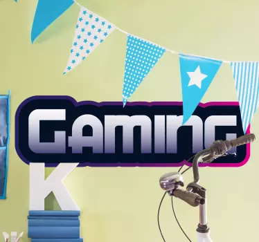 A simple gaming text sticker to decorate your space to show off your gaming passion and personality.  Made with quality vinyl, durable and adhesive.