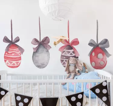 Hanging Easter eggs wall sticker - Nice for decorating children space such as bedroom, playroom and nursery. It is easy to apply and durable.