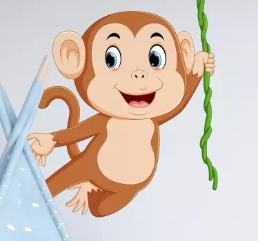 Monkey jumping children' bedroom wall sticker decoration. Fun design to create a happy atmosphere on your kid's room or playroom.