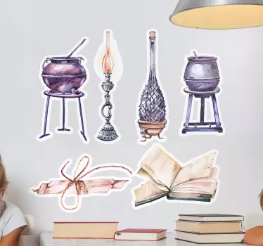 High quality picture printed decal of harry porter's magic elements. This movie theme decal host various illustrations depicting the magic elements.