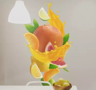Fruit splash fruit wall decal - How lovely and attractive your wall space would appear with this realistic splash fruit decal design.