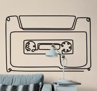Minimalist cassette musical sticker - If you are a lover of the 80's retro style, you would love this retro cassette tape music decal.