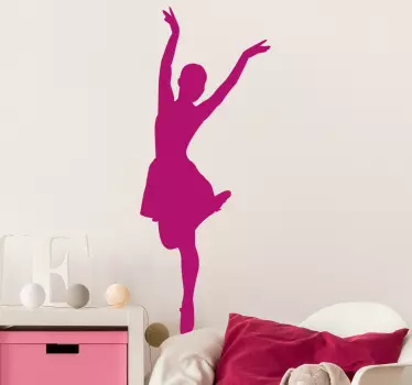 Ballet position dance wall sticker for lovers of bailer dancing. The design illustrates a girl in a bailer dancing position.