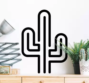 Geometric monocolor cactus plant wall sticker - A design to decorate a space with the illustrative look of a cactus plant. It is customizable.
