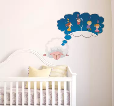 A sweet decal of a sleeping sheep designed for decorating young children's bedrooms. Available in different sizes. Custom made.