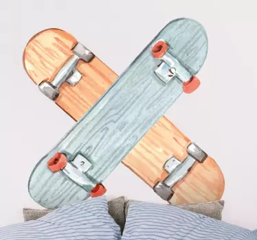 Aquarelle skate wall sticker design for teenager's bedroom decoration. If you love skating then this design is for you. Very simple to apply.