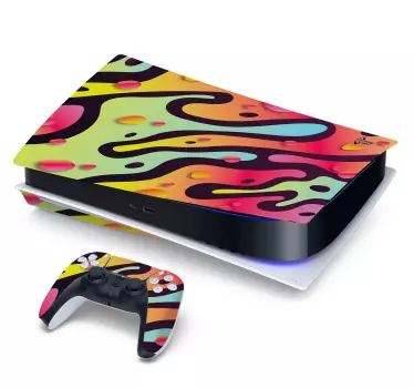 Fluid colorful shapes PS5 sticker - Lovely design to completely wrap your game console and controller.  It is easy to apply, durable and wrinkle proof.