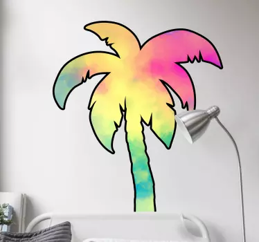 A colorful and soothing looking decorative palm tree wall art decal to decorate your home or any space of your choice. The size is customizable.