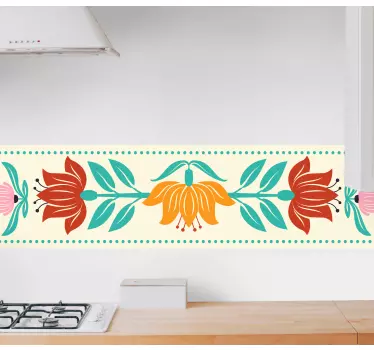 Flower composition border sticker -Beautiful to decorate a kitchen or bathroom wall space to create a soothing and attractive look on the space.