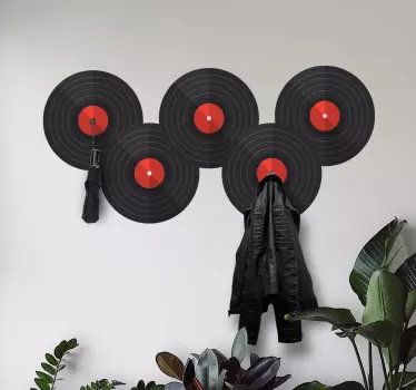Vinyl records umbrellas coat hanger sticker -It is lovely and would make a great impression on your space.  Available in any size needed.