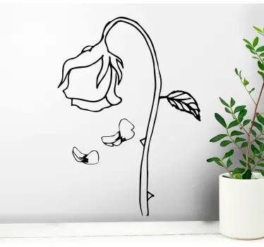 Dried rose losing petals flower wall sticker - An ornamental decorative flower art decoration for your wall, door, window, etc.