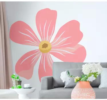 Beautiful big pink flowers wall decal - Simple and elegant flower design design to customize your wall, furniture and any other flat surface you want.
