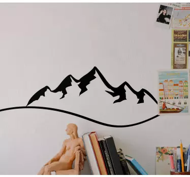 Silhouette mountain with hill nature wall sticker. Simple outline design with spikey mountain tops. Get it with immediate shipping!