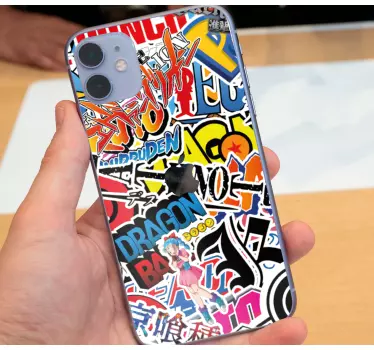 Bomb comic iPhone sticker - Cover your phone with this funky style iPhone sticker design with different icons, inscription and images in funny style.