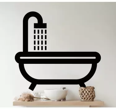 Bathtub silhouette bathroom sticker - An amazing and simple design for your bathroom space, it illustrates a bathtub with a flowing water tap over it.