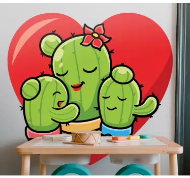 Cactus family cute children wall sticker -  Beautiful and happy cactus plant sticker design illustration to decorate your home and other spaces.