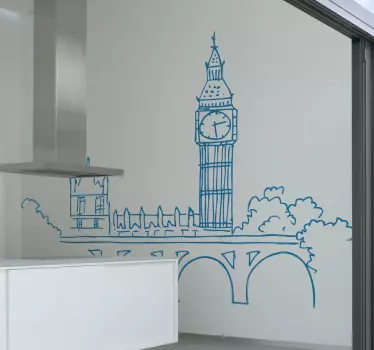 Room Sticker - Illustration of Big Ben and Palace of Westminster in London. Decals great for decorating your home.