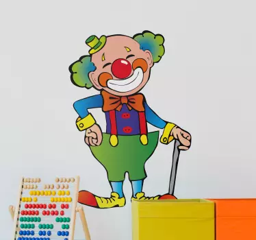 Kids wall sticker art - playful and colourful design of a happy bubbly clown. Decals ideal for decorating bedrooms and play areas for kids.