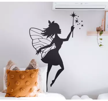 Beautiful fairy doll  decal - It is a silhouette of a fairy girl with her magic want, it colour and size is customizable.
