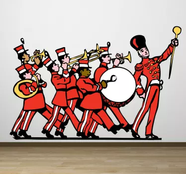 This wall sticker of an already playing marching band is ideal for environments with children. +10,000 satisfied customers.