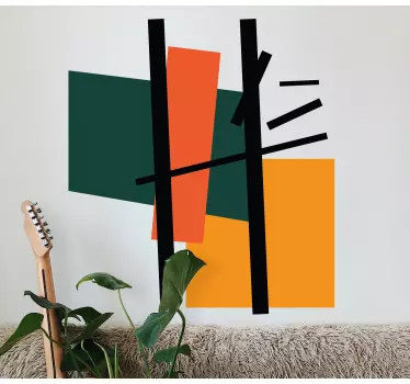 Squares and rectangles abstract art sticker to make a wonderful art impression on a space. It can be applied on wall and any other flat surface.