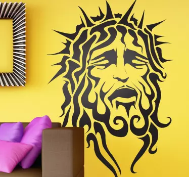 A Christian wall art decal illustrating a portrait of Jesus of Nazareth. Ideal for those that are looking for a religious sticker.