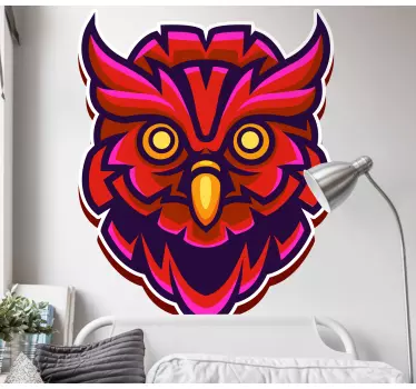Red gaming mascot owl bird wall sticker to customize the space of your kid, it ca be applied on bedroom, playroom and other spaces meant for kids.