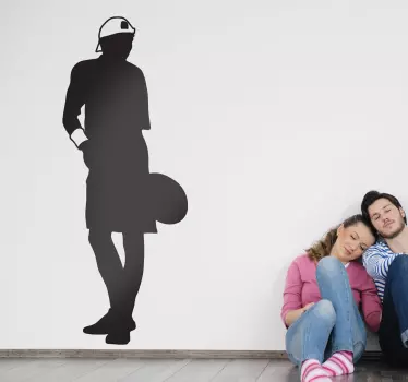 Wall Stickers - Original silhouette outline of a professional tennis player about to make a serve. Available in various sizes and in 50 colours.