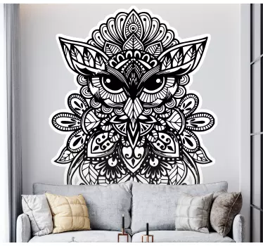 Mandala black half owl bird wall decal that can be decorated on any space in a house. It is easy to apply, bubble-proof and durable.