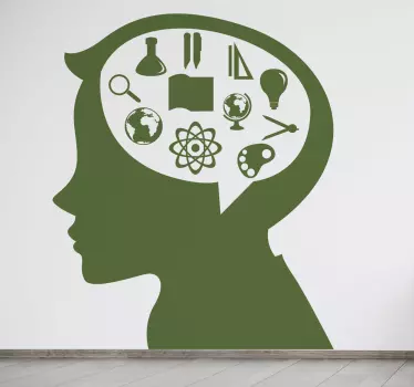 Kids Wall Stickers - Silhouette illustration of a child thinking about various subjects. Great for schools and youth organisations.&nbsp;